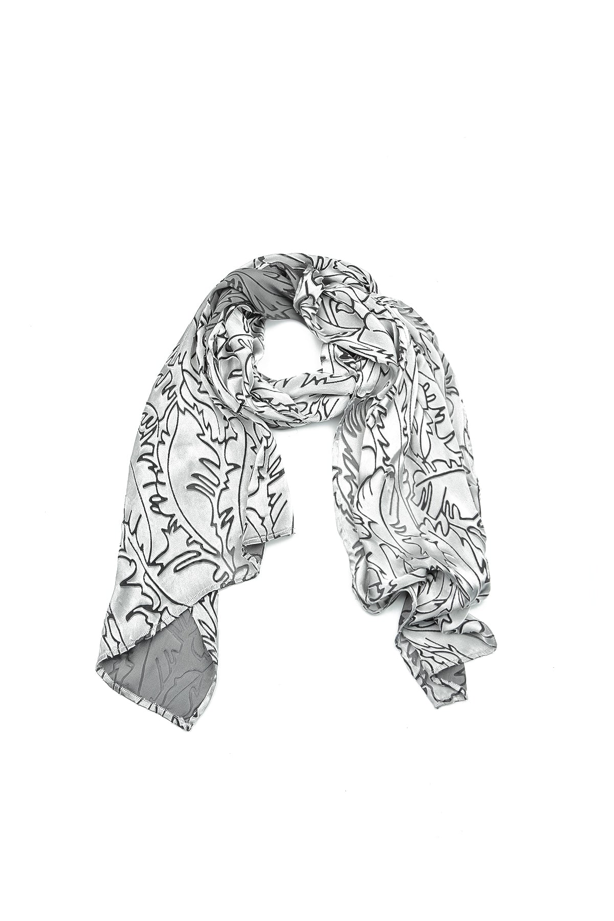 Silver Devoré Feather Silk Scarf 4