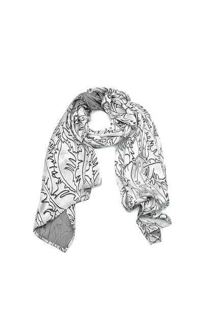 Silver Devoré Feather Silk Scarf 4
