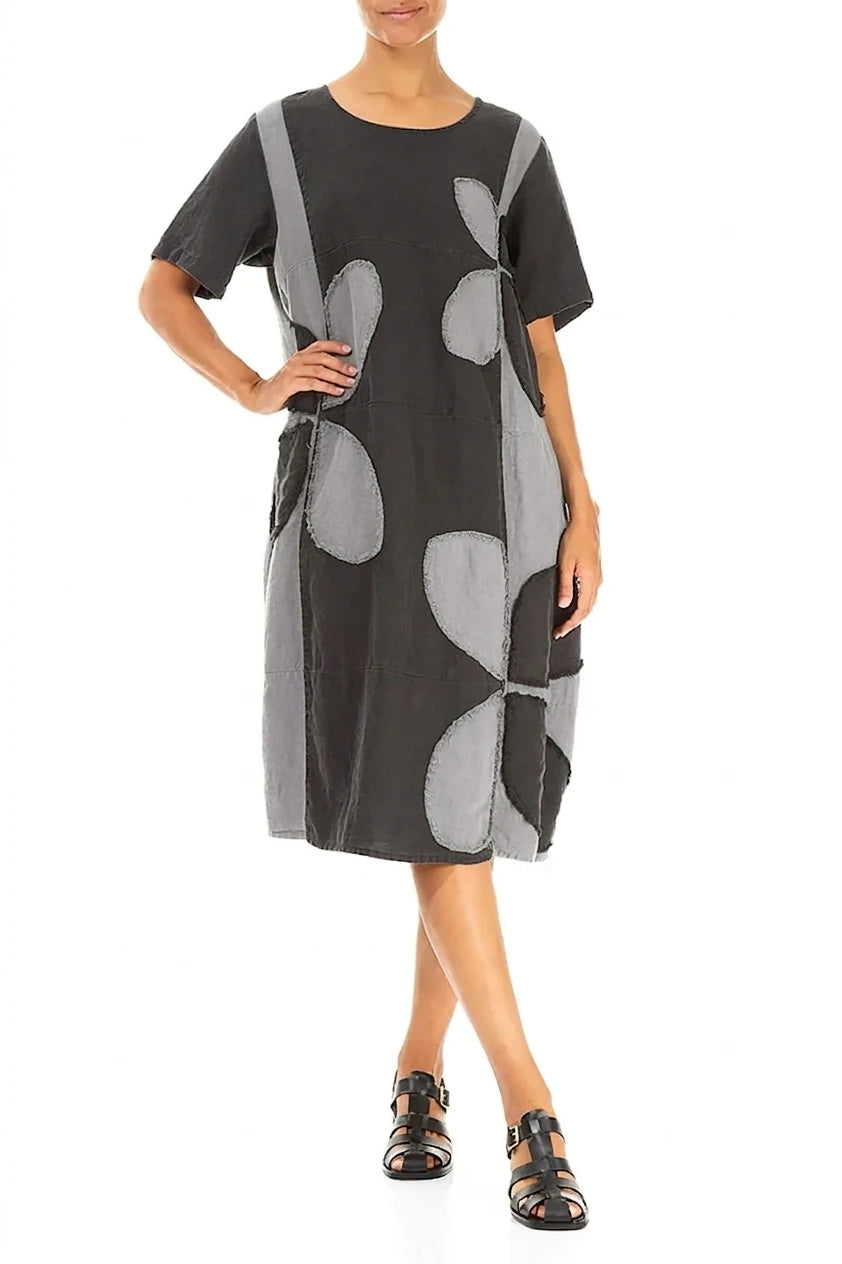 Silver Grey Petal Linen Dress 4