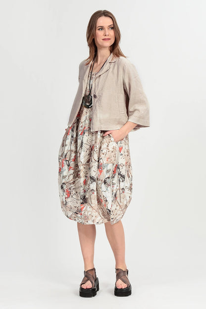 Single Button Beige Linen Blazer Jacket 7