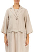 Single Button Beige Linen Blazer Jacket 1