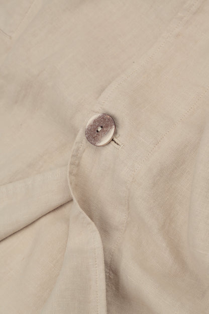 Single Button Beige Linen Blazer Jacket 5