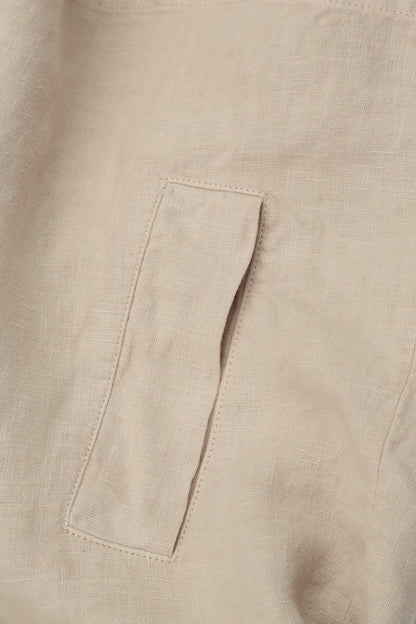 Single Button Beige Linen Blazer Jacket 6