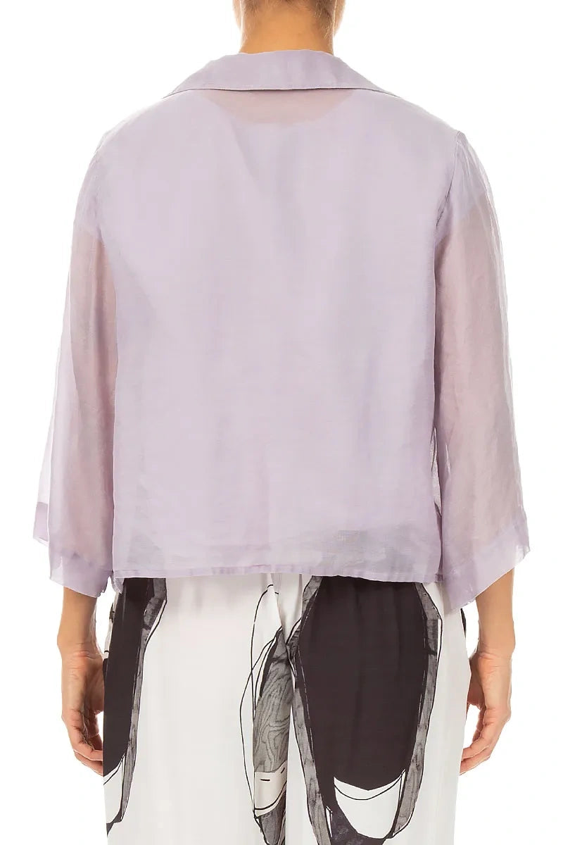 Single Button Lilac Silk Cotton Blazer Jacket 2