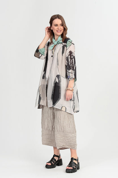 Single Button Tumbled Stone Silk Cotton Jacket 1