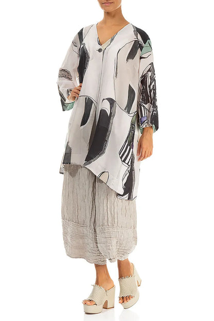 Single Button Tumbled Stone Silk Cotton Jacket 5