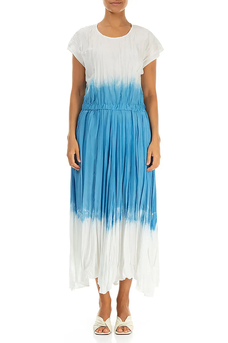 Sky Blue Ombré Pure Silk Dress 1