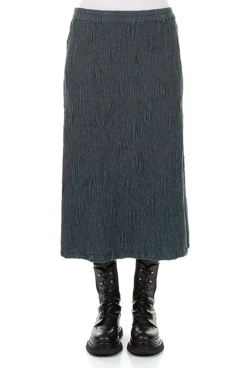 Slate Textured Silk Linen Pencil Skirt
