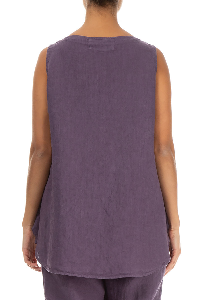 Sleeveless Amethyst Linen Top 2