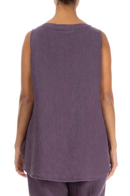 Sleeveless Amethyst Linen Top 2