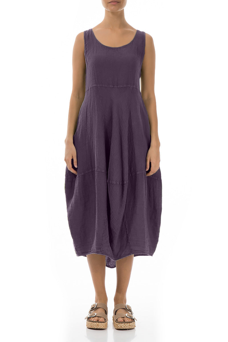 Sleeveless Balloon Amethyst Crêpe Linen Dress 1
