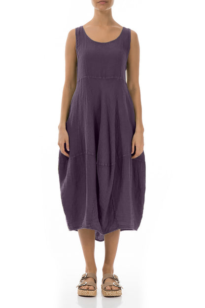 Sleeveless Balloon Amethyst Crêpe Linen Dress 1