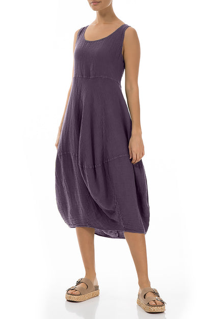 Sleeveless Balloon Amethyst Crêpe Linen Dress 3