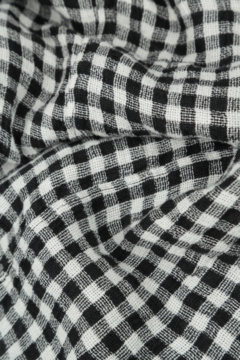 Sleeveless Balloon Black &amp; White Check Linen Dress 5