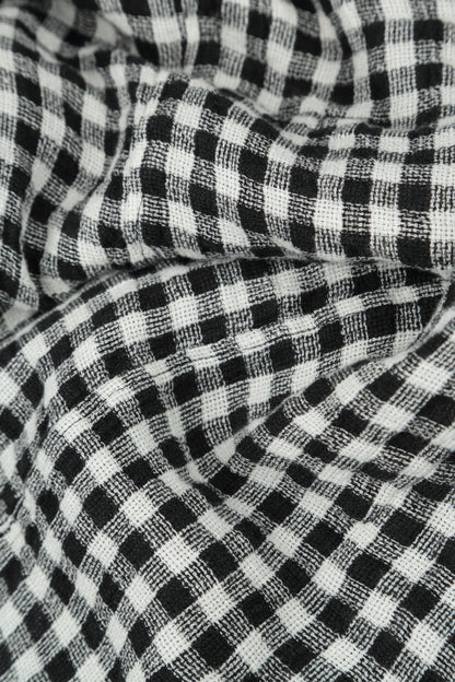 Sleeveless Balloon Black &amp; White Check Linen Dress 5