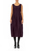Sleeveless Balloon Crinkled Deep Plum Silk Linen Dress 1