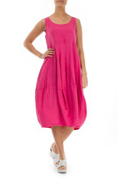 Sleeveless Balloon Fuchsia Crêpe Linen Dress 5