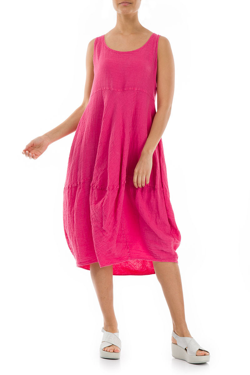 Sleeveless Balloon Fuchsia Crêpe Linen Dress 4
