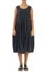 Sleeveless Balloon Graphite Linen Dress 1