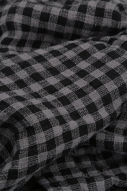 Sleeveless Balloon Grey Check Linen Dress 5