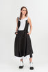 Sleeveless Balloon Two-Tone Linen Dress 1