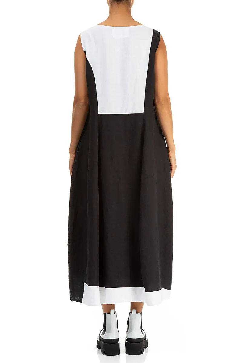 Sleeveless Balloon Two-Tone Linen Dress 3