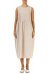 Sleeveless Beige Pintuck Linen Dress 1