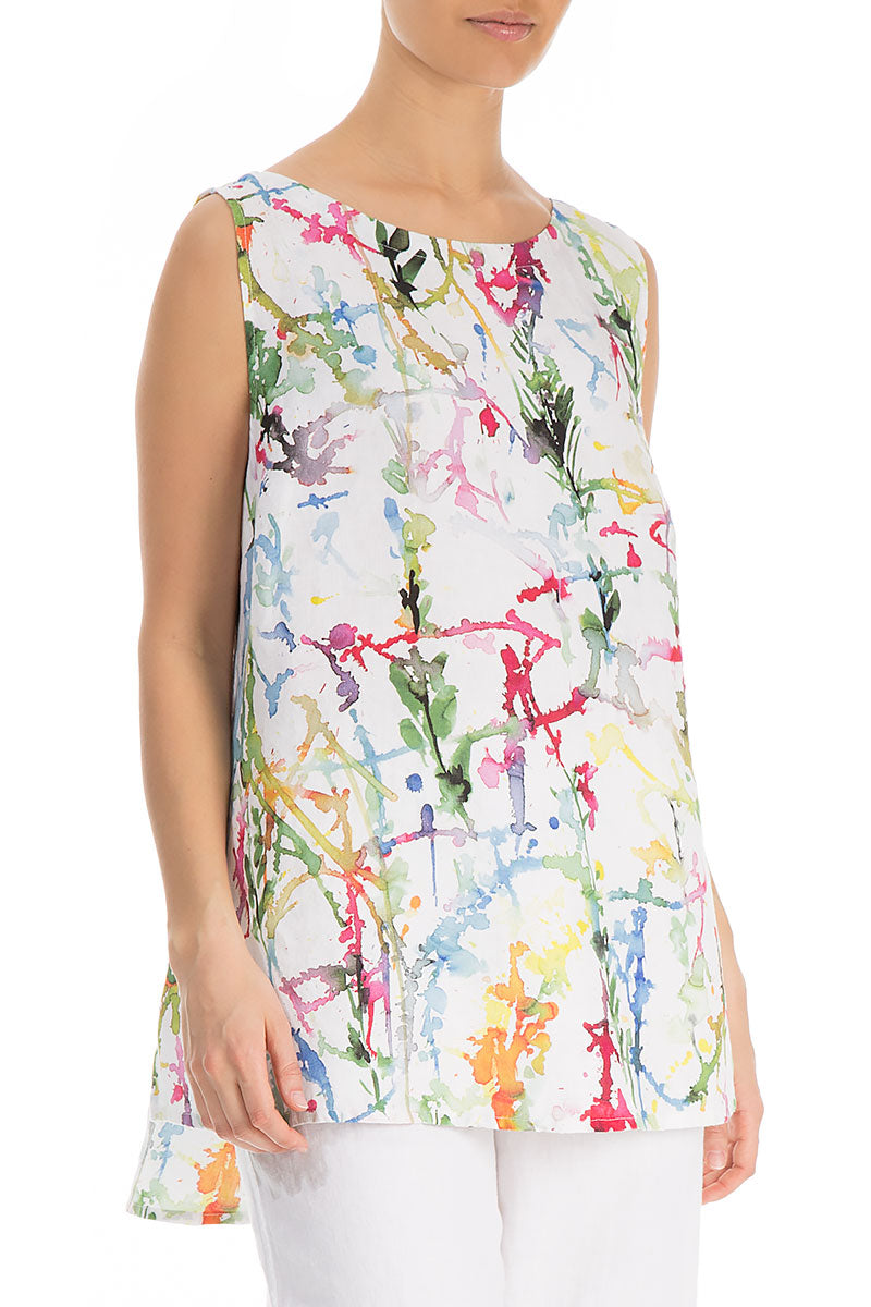 Sleeveless Colour Splash Linen Top 3