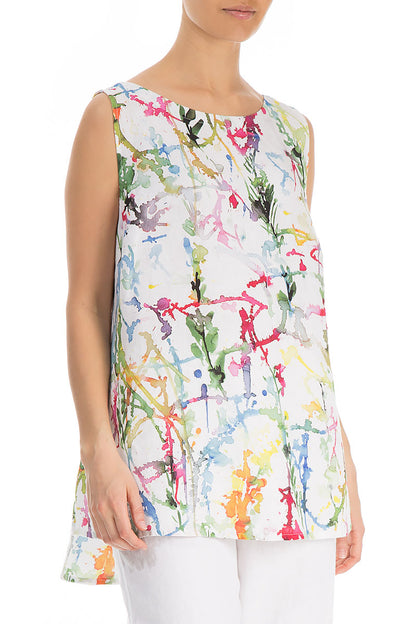 Sleeveless Colour Splash Linen Top 3