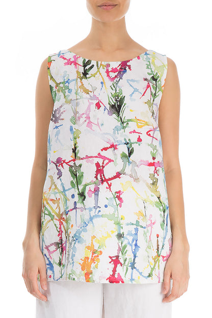 Sleeveless Colour Splash Linen Top 1