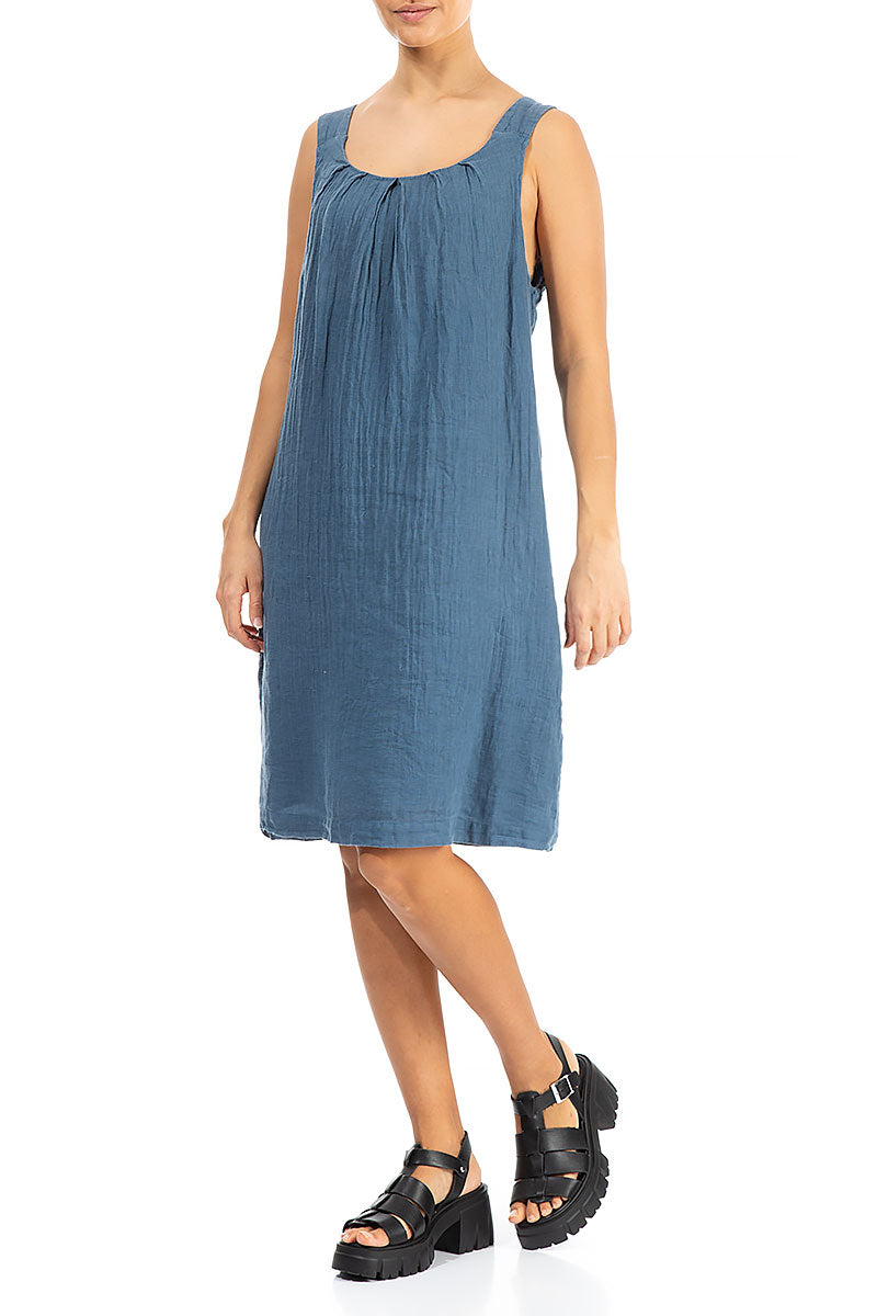 Sleeveless Denim Linen Midi Dress 3
