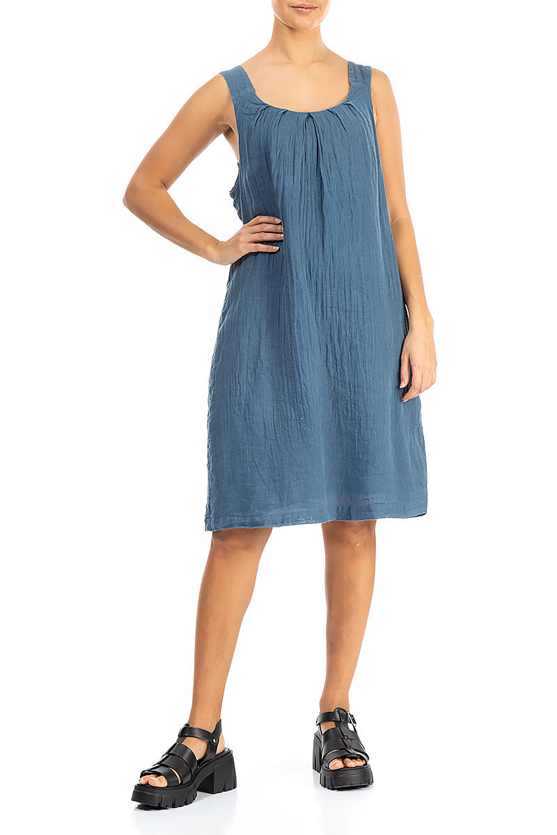 Sleeveless Denim Linen Midi Dress 4