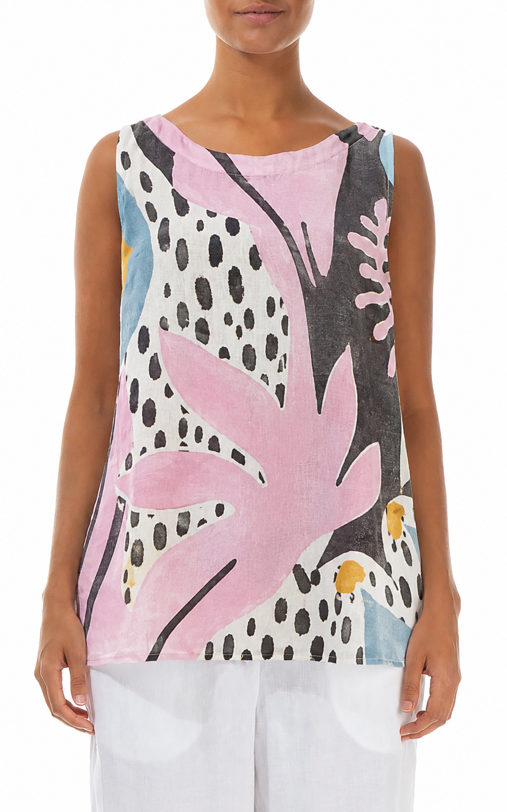 Sleeveless Desert Bloom Linen Top 1