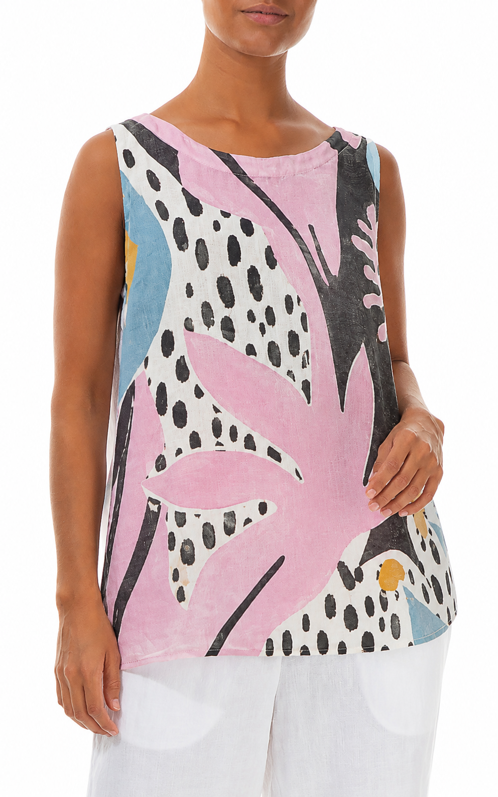Sleeveless Desert Bloom Linen Top 3