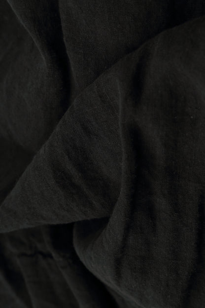 Sleeveless Flared Raw Edge Black Linen Blouse 5