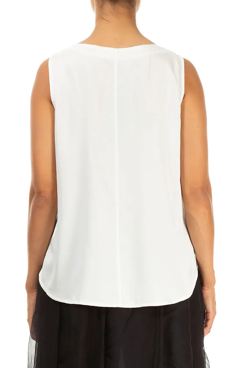 Sleeveless Off White Silk Top 2