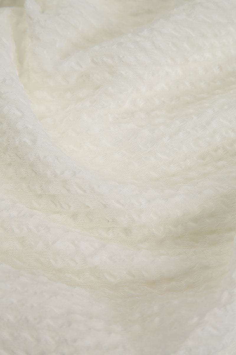 Sleeveless Off White Textured Silk Top 5