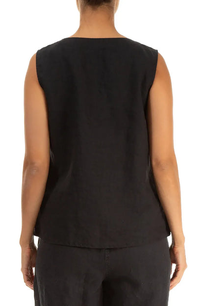 Sleeveless Two-Tone Linen Top 3