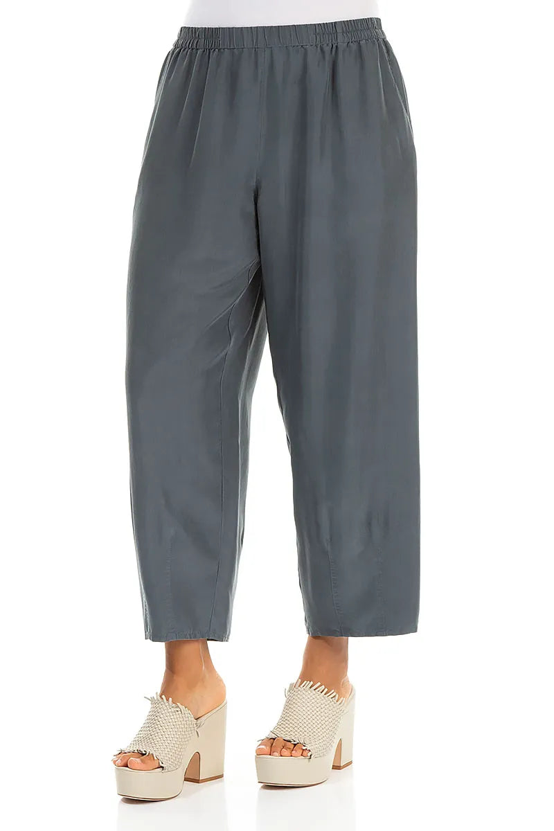 Slight Taper Graphite Pure Silk Trousers 3