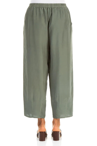 Slight Taper Sage Pure Silk Trousers 2