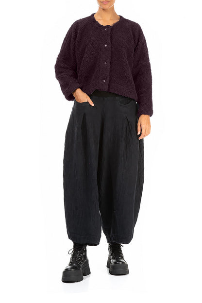Snap Front Deep Plum Teddy Cotton Jacket 4