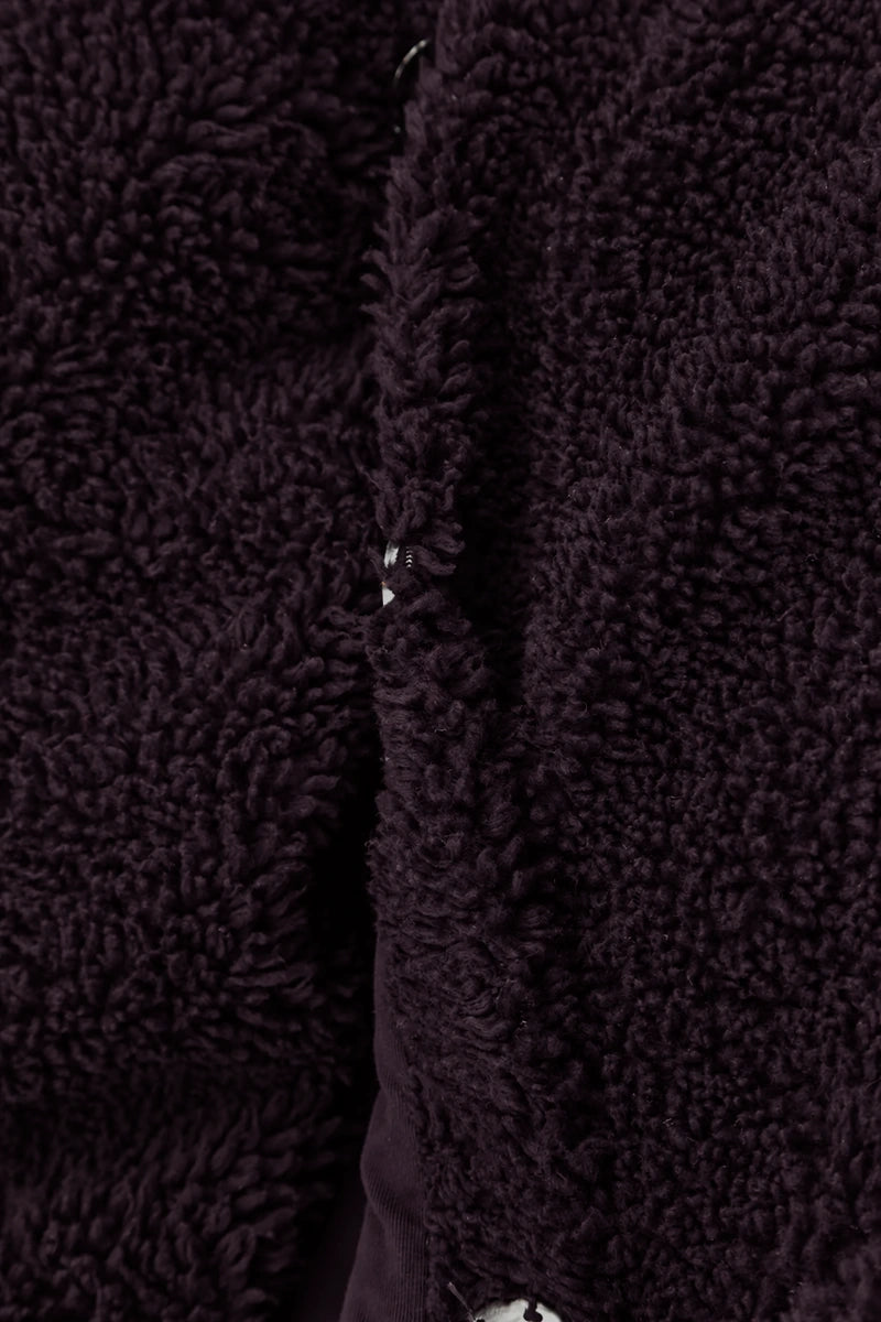 Snap Front Deep Plum Teddy Cotton Jacket 5