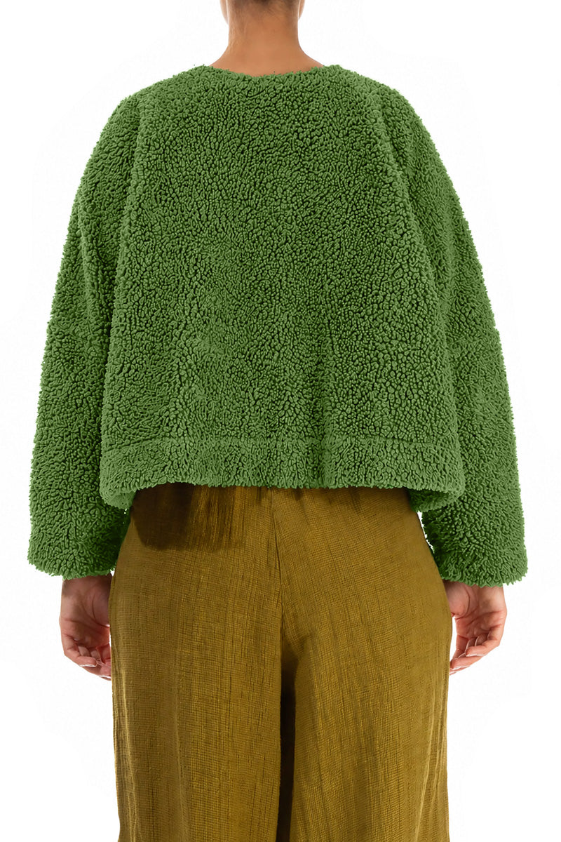 Snap Front Shamrock Green Teddy Cotton Jacket 2