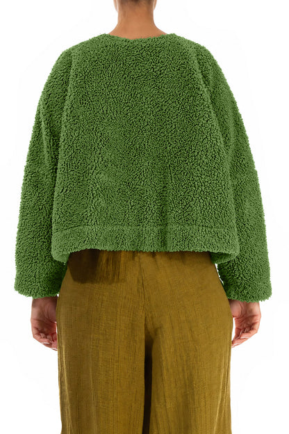 Snap Front Shamrock Green Teddy Cotton Jacket 2