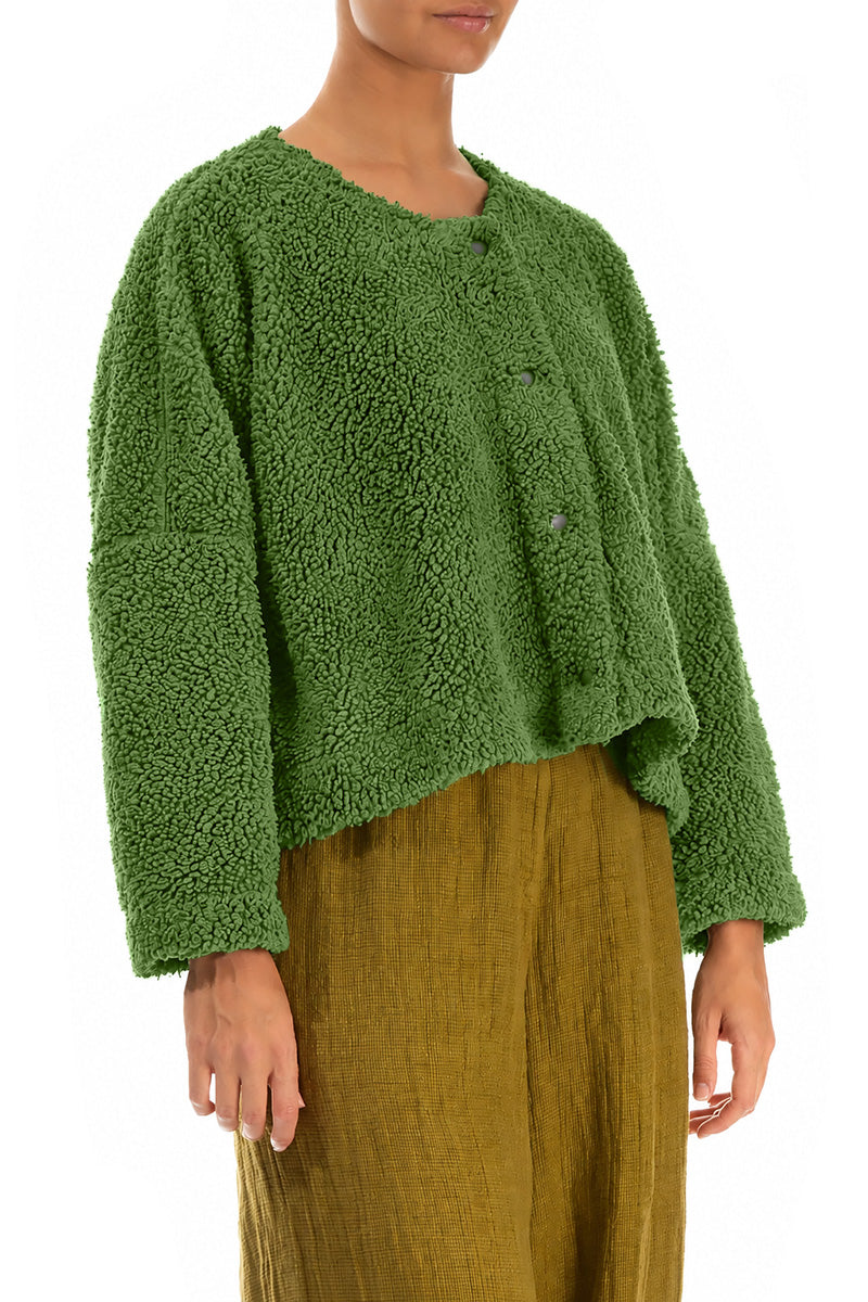 Snap Front Shamrock Green Teddy Cotton Jacket 3