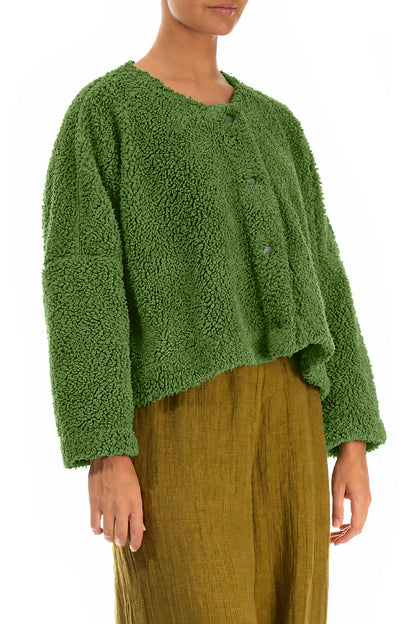 Snap Front Shamrock Green Teddy Cotton Jacket 3