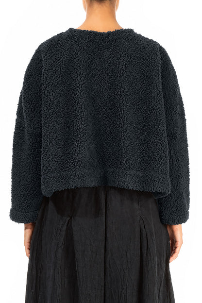 Snap Front Slate Teddy Cotton Jacket 2