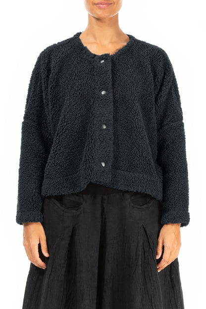 Snap Front Slate Teddy Cotton Jacket 1