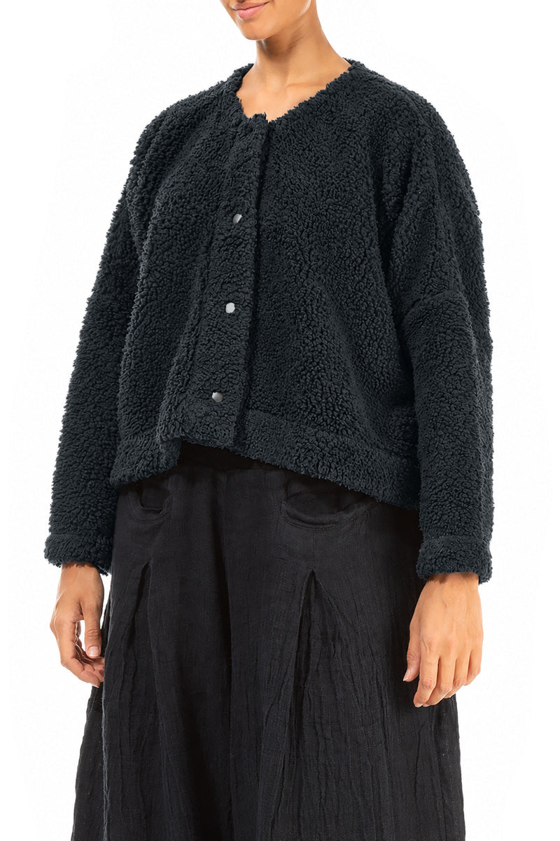 Snap Front Slate Teddy Cotton Jacket 3