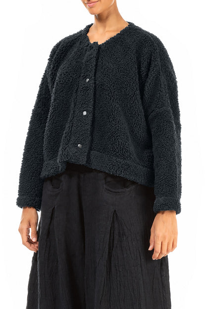 Snap Front Slate Teddy Cotton Jacket 3